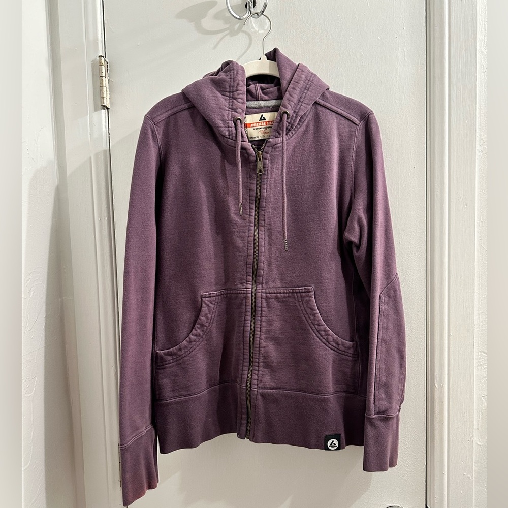 American Giant Womens Heavyweight Full Zip Hoodie Purple Large USA